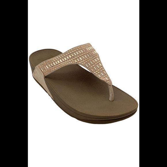 FitFlop Women's Lulu Incastone Toe Post Sandal Beige - Medium - Picture 1 of 3